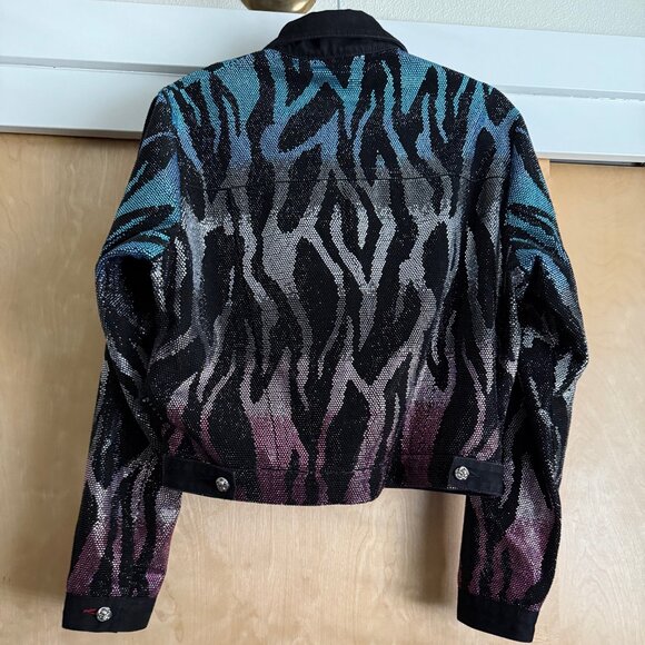 Philipp Plein Limited Release Crystal Zebra Lined Denim Jacket - US 4 - Picture 9 of 16